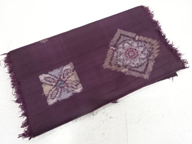 JAPANESE KIMONO / ANTIQUE ARAIHARI FOR KIMONO / SILK / MEISEN / WOVEN RHOMBUS FLOWER